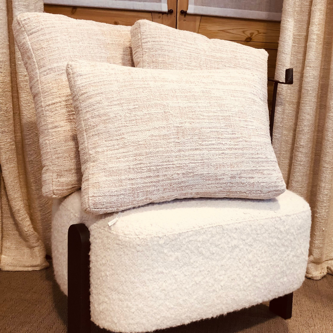 Set van ecru kussens met glinsterdraad