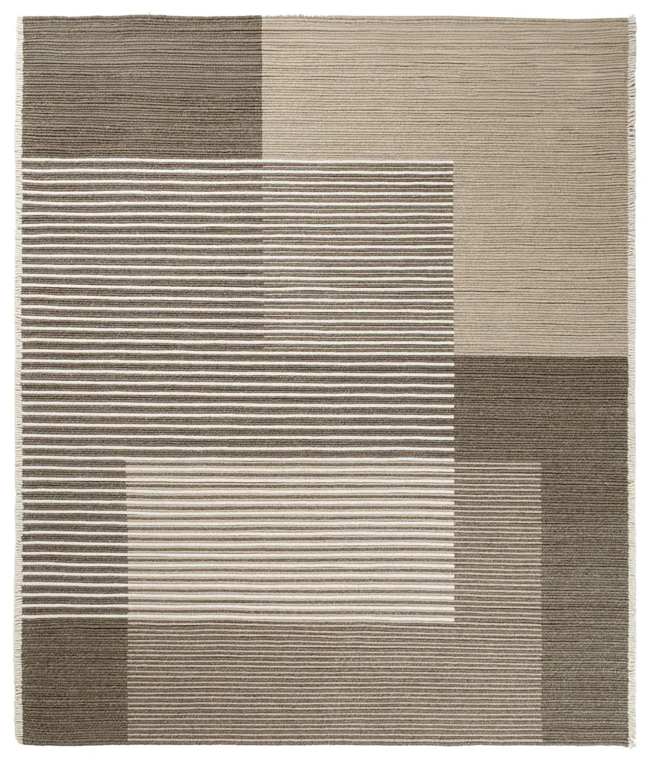 Tapijt met lijnen in grijs en beige. Tapijt van Amini.