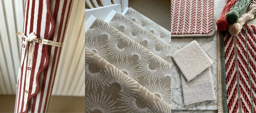 Passementerie en stalen naast elkaar. Tapijt van Studio Jantien.